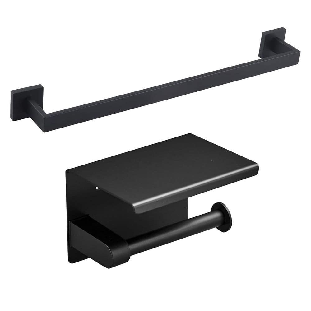 Bathroom Hardware Set 2-Pieces with Towel Bar, Toilet Paper Holder Bath Accessories Set Wall Mounted in Matte Black price history on PriceWatchPro