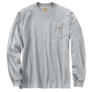 Men's Tall XX Large Heather Gray Cotton/Polyester Long-Sleeve T-Shirt