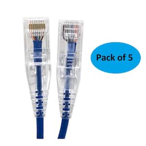 10 ft. 28AWG Ultra Slim CAT6 Patch Cables, Blue (5 per Pack)