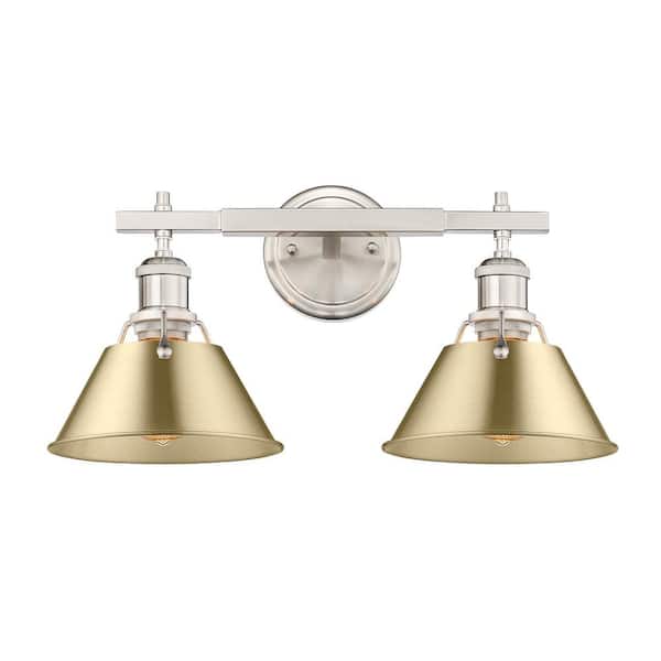 Orwell 18.25 in. 2-Light Pewter and Brushed Champagne Bronze Vanity Light