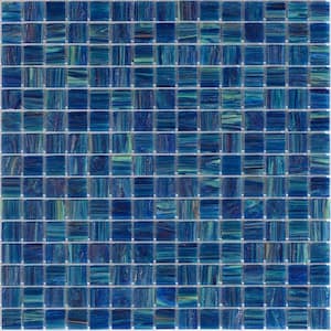 Celestial Glossy Deap Sea Blue 12 in. x 12 in. Glass Mosaic Wall and Floor Tile (20 sq. ft./case) (20-pack)