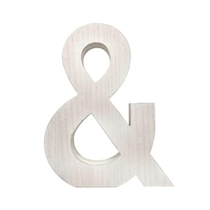 Large 15.75 in. Tall Distressed White Wash Decorative Monogram Wood Letter ( and )