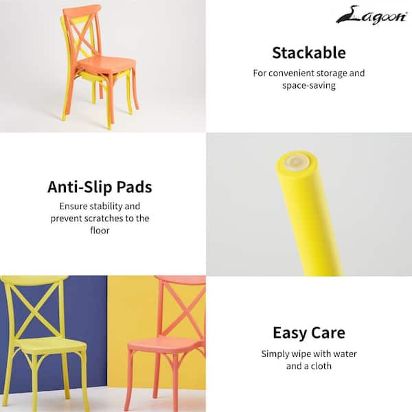 Stackable X Yellow Dining Chair (Set of 2)
