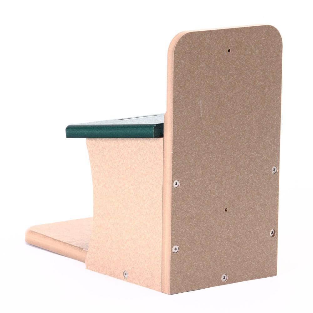 Taupe and Green Recycled Plastic Squirrel Feeder with Hinged Roof