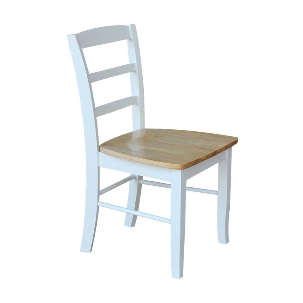 White and Natural Wood Ladderback Side Chair