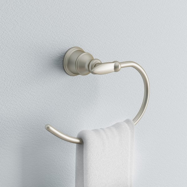 Avalon Wall Mounted Open Towel Ring in Brushed Nickel