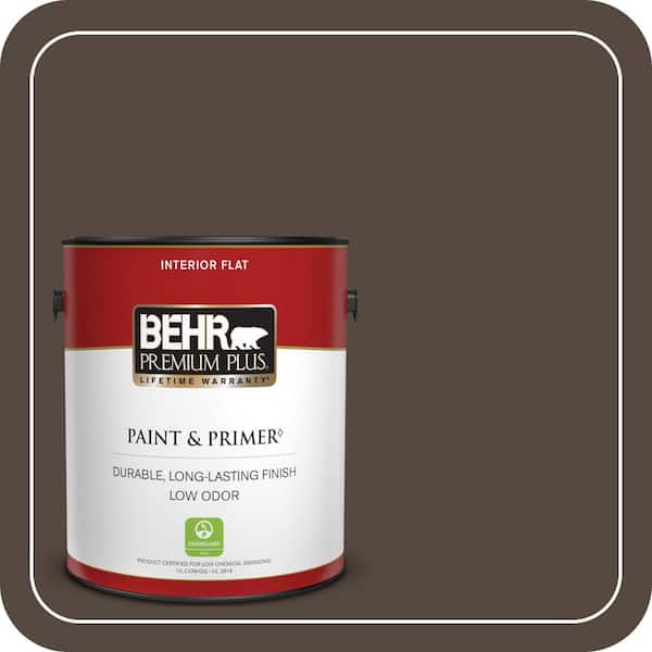 BEHR PREMIUM PLUS 1 gal. #N210-7 Havana Coffee Flat Low Odor Interior Paint & Primer