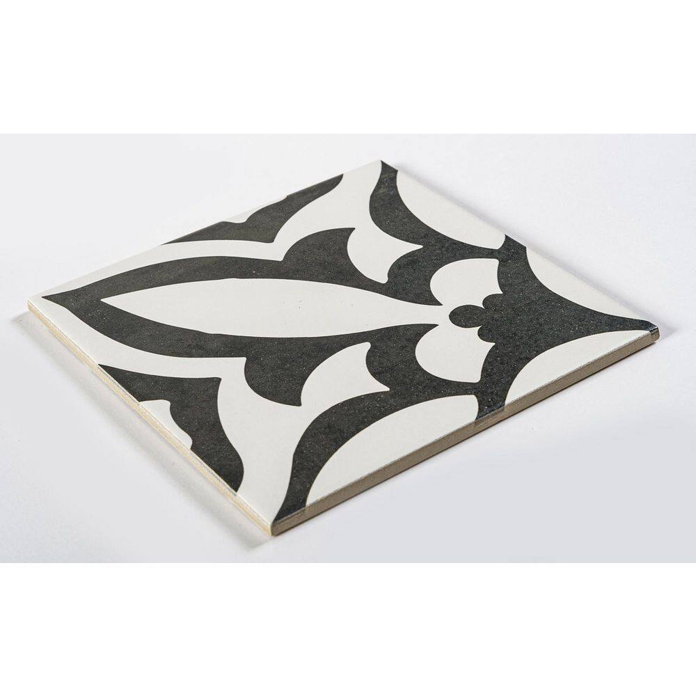 Ti'amo Black and White 8" x 8" Glazed Porcelain Tile