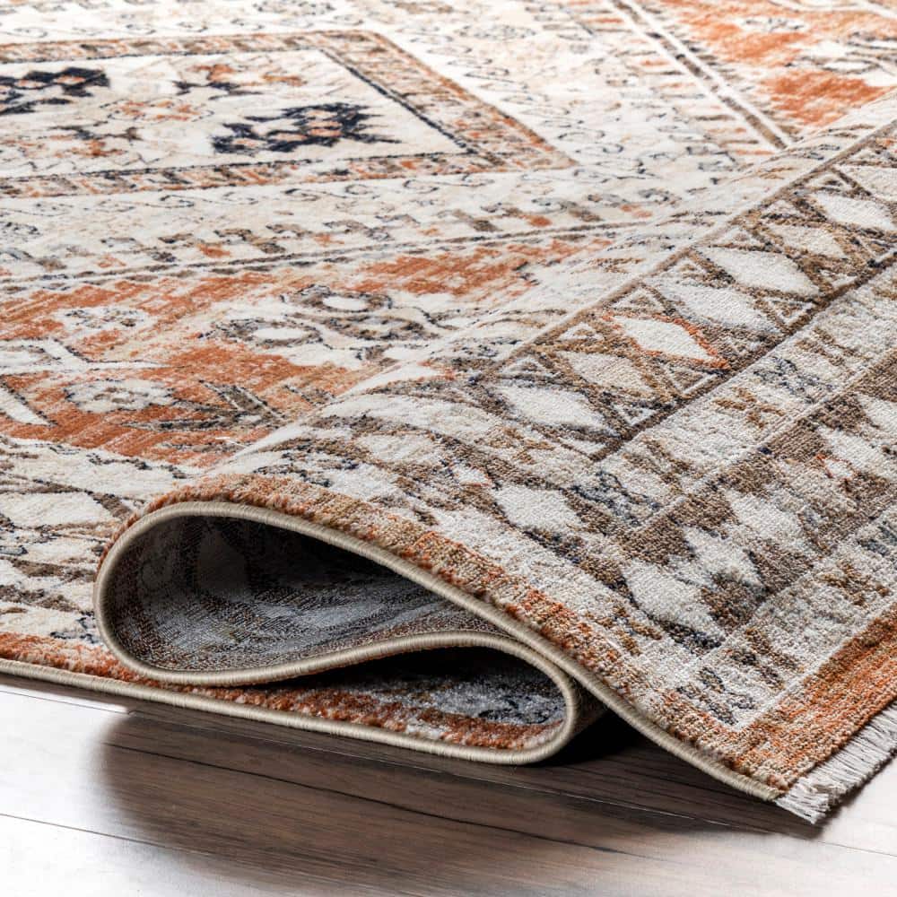 Rust Red 8' x 10' Oriental Synthetic Area Rug