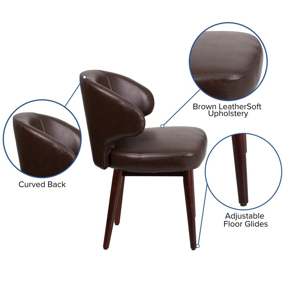 Detail view showing upholstery, back, and glides of the chair.