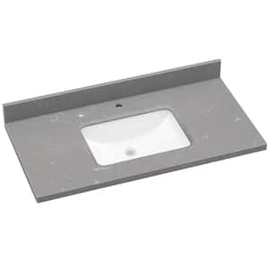 Zeafive 60 in. W x 22 in. D Cultured Marble White Rectangular