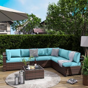 7-Piece Wicker Patio Conversation Set With Cushions