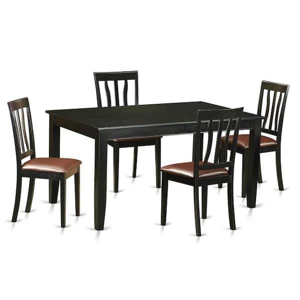 East West Furniture 5-Piece Black Finish Solid Wood Top - Dining Room Set - Seats 4
