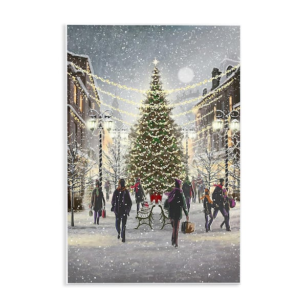 Stupell Industries Town Christmas Tree by Pip Wilson 1-Piece Unframed Graphic Print People Poster Art Print 15 in. x 10 in.