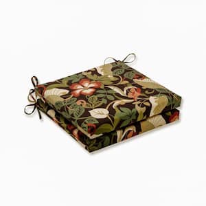 Floral 20 in. x 20 in. Outdoor Dining Chair Cushion in Brown/Green (Set of 2)
