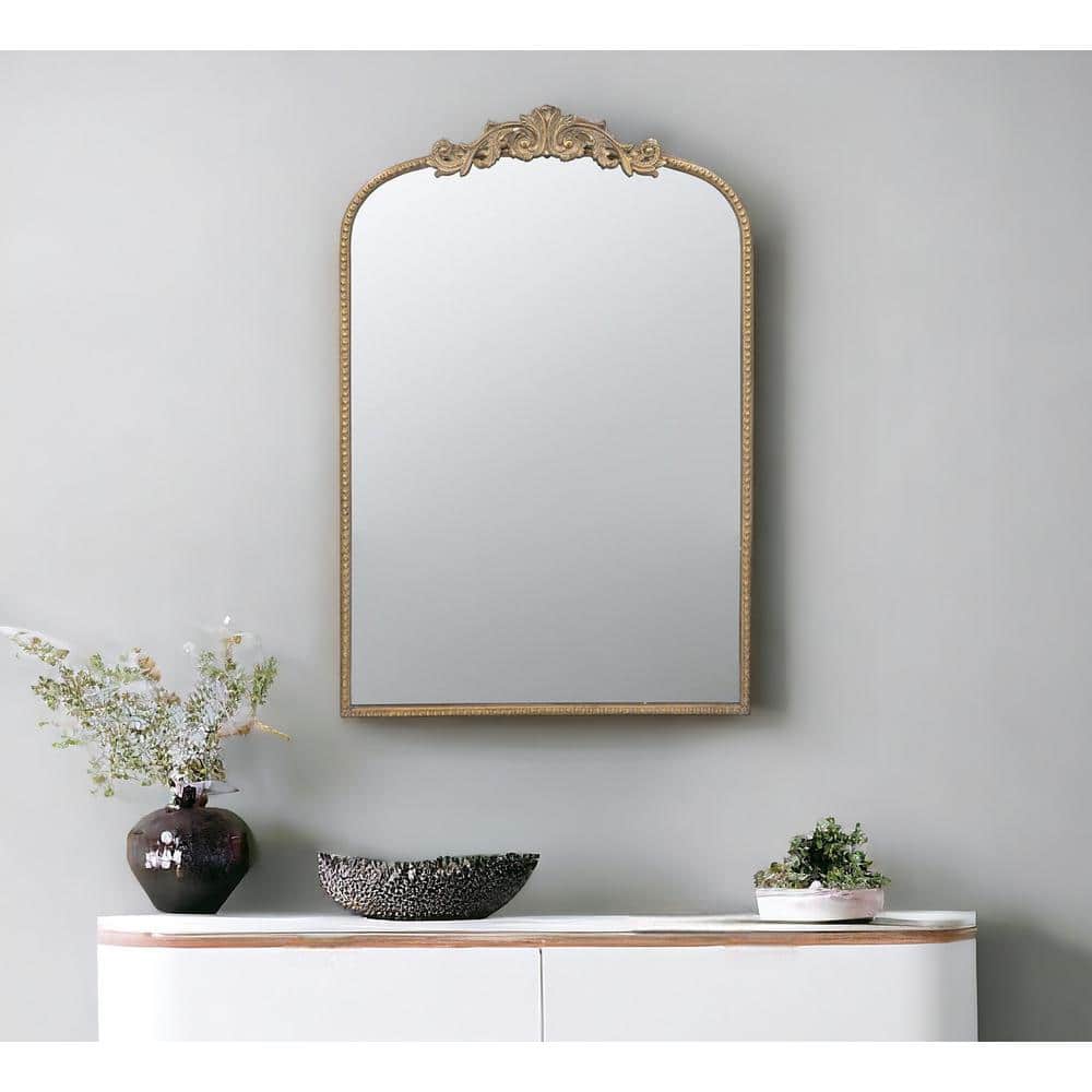 Gold Ornate Wood Framed Vanity Mirror, 24x36 inch