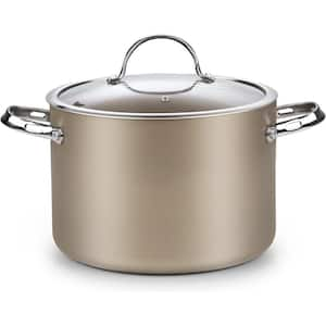 8 qt. Hard Anodized Ceramic Nonstick Aluminum Stock Pot with Glass Lid Bronze