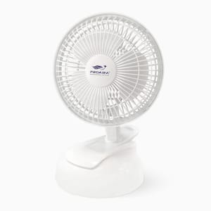 6 in. Clip Desk Fan in White with Integrated Base