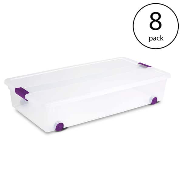52L Large Plastic Under-bed Storage Containers Under Bed Storage for  Clothes Blankets and Shoes
