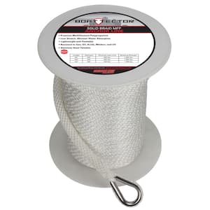 Extreme Max 3006.2054 BoatTector 3/8 D x 100' L White MFP Solid Braid Anchor Line with Thimble