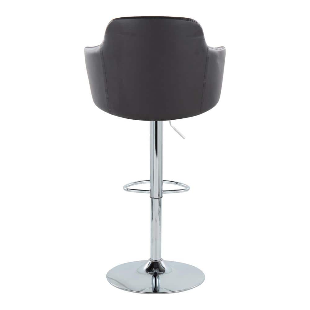 Black Adjustable Swivel Metal Barstool Set with Upholstered Seat