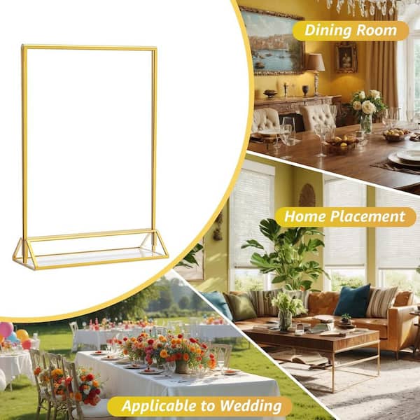 Afoxsos 4x6 Gold Acrylic Sign Holder - Double Sided Picture Frame