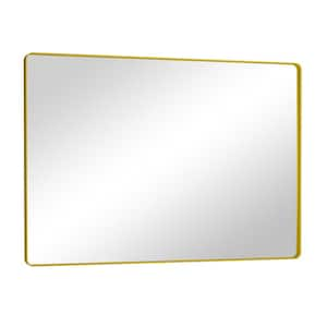 48 in. W. x 36 in. H Modern Rectangular Aluminum Framed Wall Bathroom Vantiry Mirror in Brush Gold