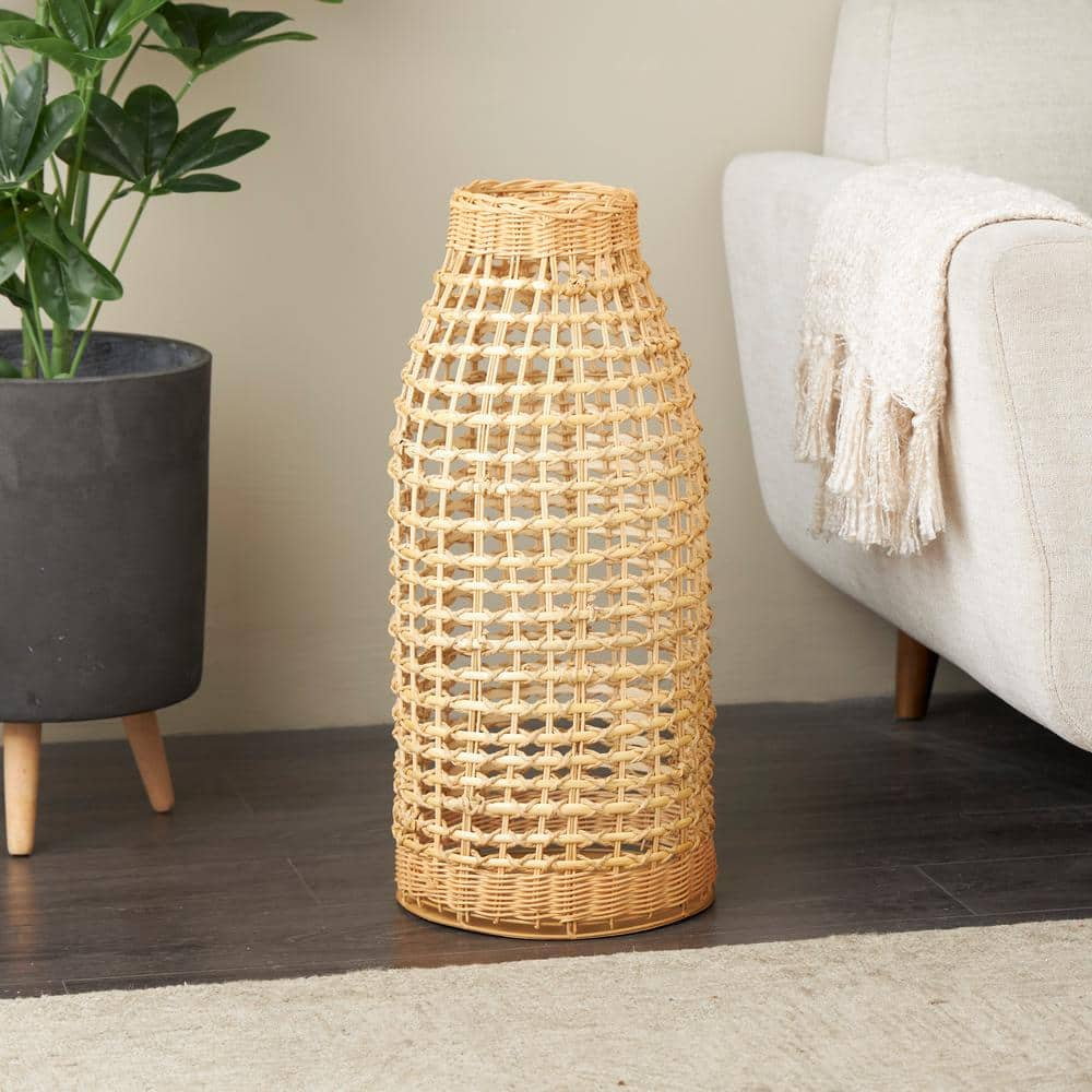 Litton Lane In Brown Handmade Woven Rattan Decorative Vase With