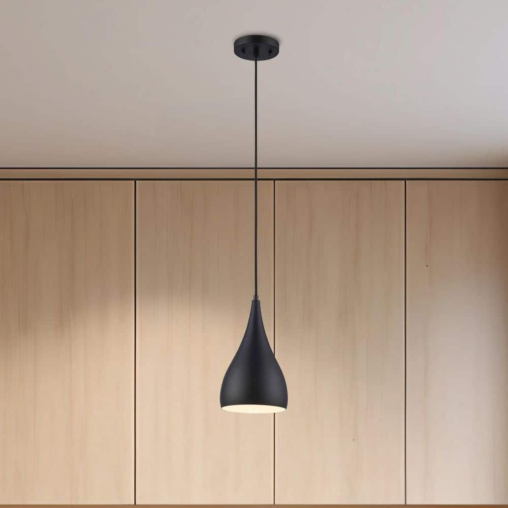 1-Light Black Mini Pendant Light Fixture with Black Metal Dome Shade price history on PriceWatchPro