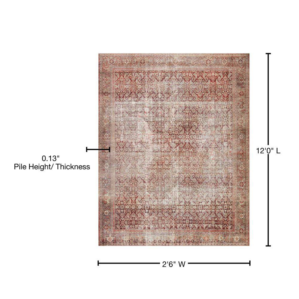 Layla Red and Beige Synthetic Runner Rug 2'-6" x 12'-0"