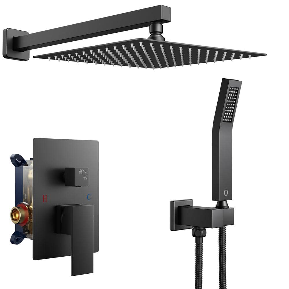 10 in. 2-Jet High-Pressure Rainfall Shower System w/Wall Mount Mixer Set Handheld Shower in Matte Black (Valve Included) price history on PriceWatchPro