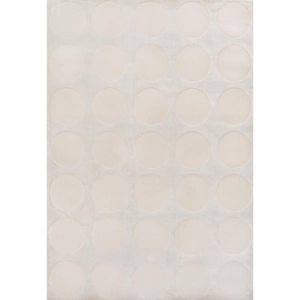 JONATHAN Y Adrian Modern Geometric Circle Dot High-Low White/Cream 8 ft. x 10 ft. Area Rug