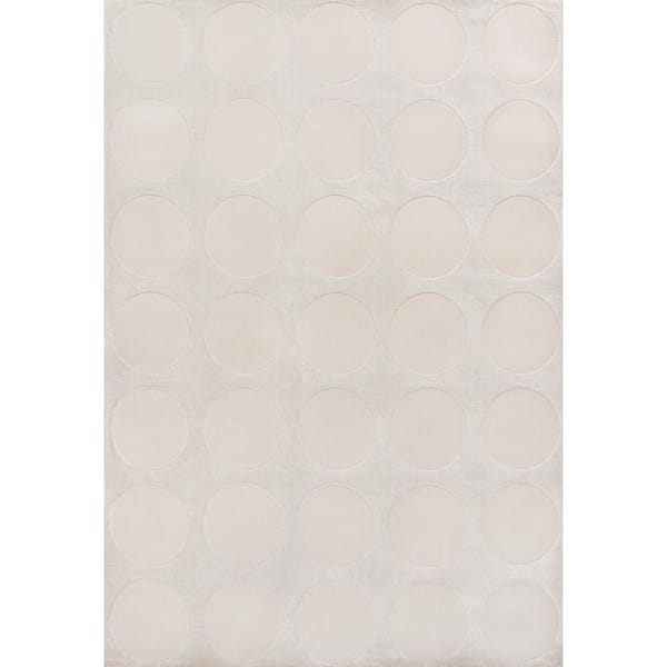 Adrian Modern Geometric Circle Dot High-Low White/Cream 8 ft. x 10 ft. Area Rug