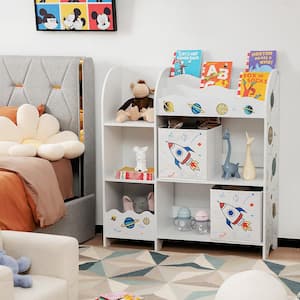 Kids Toy and Book Organizer Children Wooden Storage Cabinet w/Storage Bins