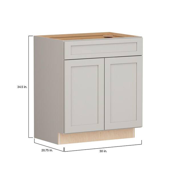 Shaker Full Overlay 24 in. W x 20.75 in. D x 34.5 in. H Plywood Assembled Vanity Sink Base Bath Cabinet in Stone Gray