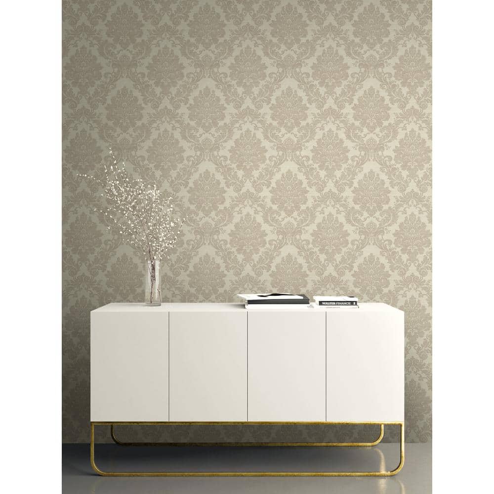 Cream Damask Non-Pasted Removable Wallpaper Roll