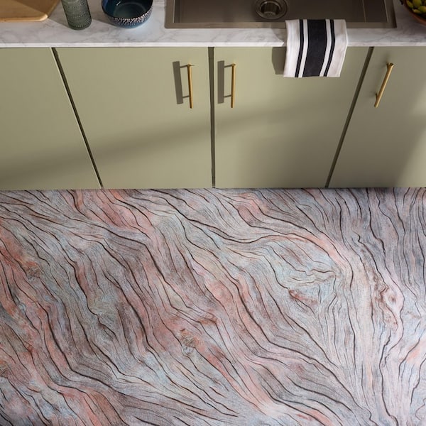 Vinyl Floor 2 ft. x 3 ft. Gray/Rust Abstract Area Rug