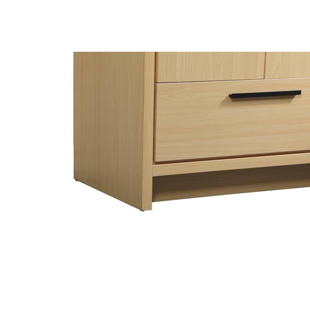 Maple and White Resin Single Bathroom Vanity with Black Handles