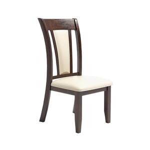 Brent Dark Cherry and Ivory Leather with Wood Frame Side Chair (Set of 2)