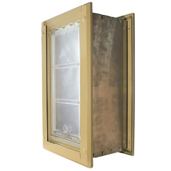 Endura Flap 10 in. x 19 in. Large Single Flap for Walls with Tan Aluminum Frame