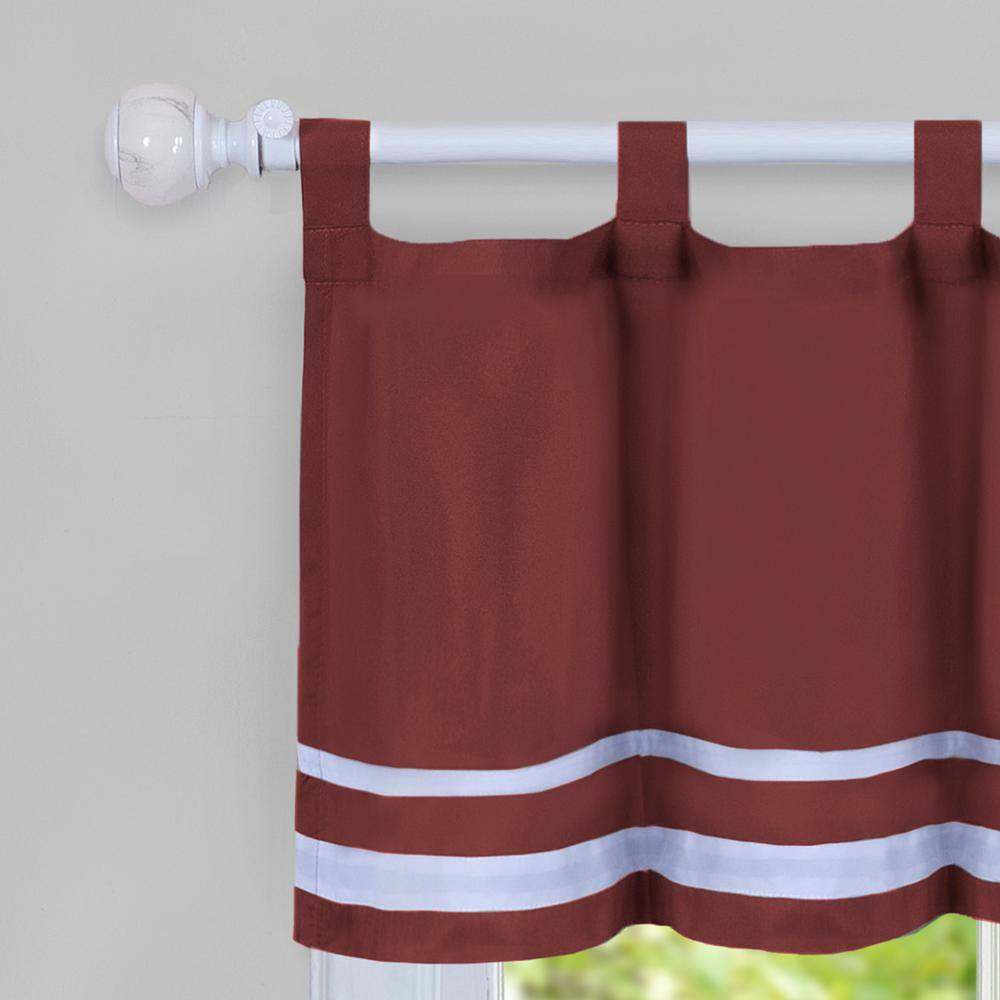 Burgundy and White Polyester Rod Pocket Valance 58x14