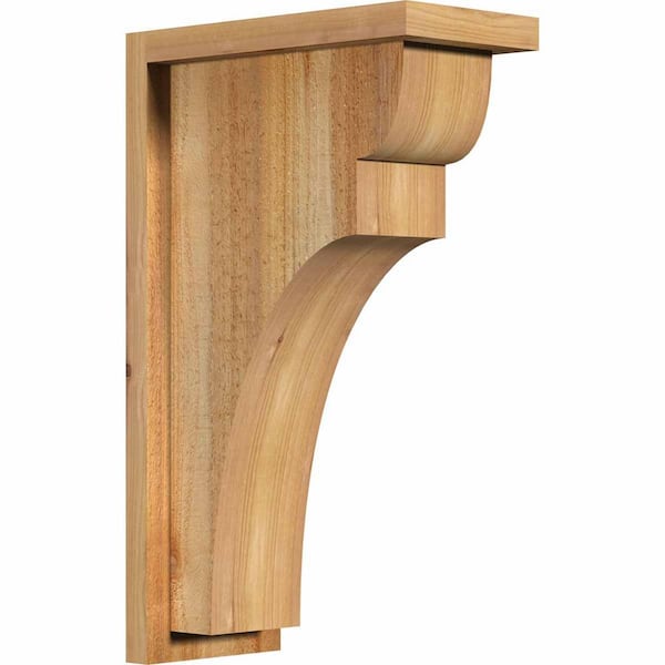Ekena Millwork 6 in. x 12 in. x 20 in. Western Red Cedar Yorktown Rough Sawn Corbel with Backplate