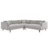MODWAY Zoya 102 in. Square Arm 3-piece Polyester Rectangle Sectional Sofa in Heathered Weave Light Gray EEI-6613-HLG