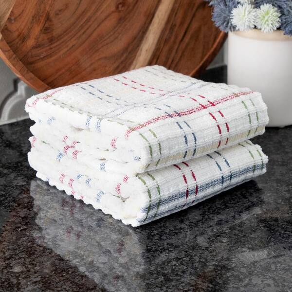 RITZ Terry Plaid Cotton Kitchen Towel and Dish Cloth Paprika Set