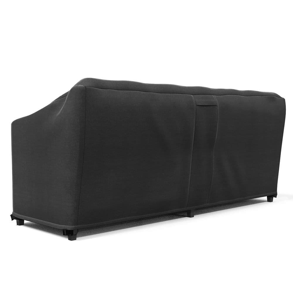 Black Weatherproof PVC Outdoor Sofa Cover with Tie-Down Straps