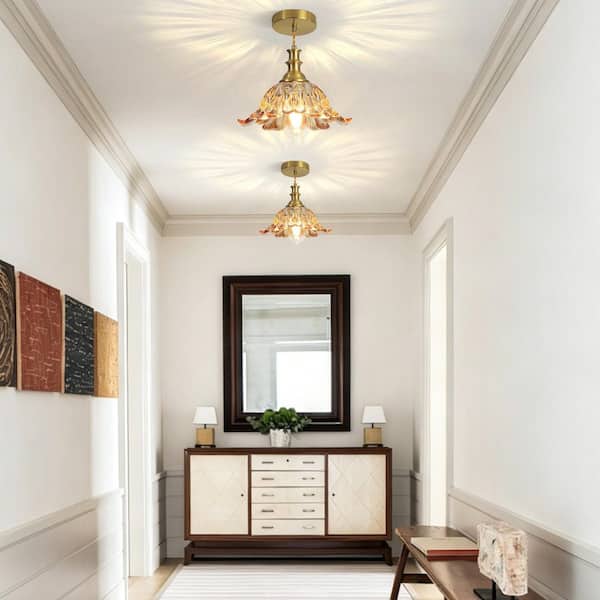 Merbotin RayHome 60W 11in. 1-Light Vintage Amber Pendant Light w