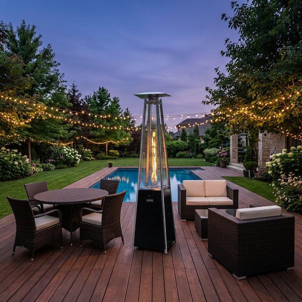 40,000 BTU Hammered Black Propane Outdoor Flame Patio Heater