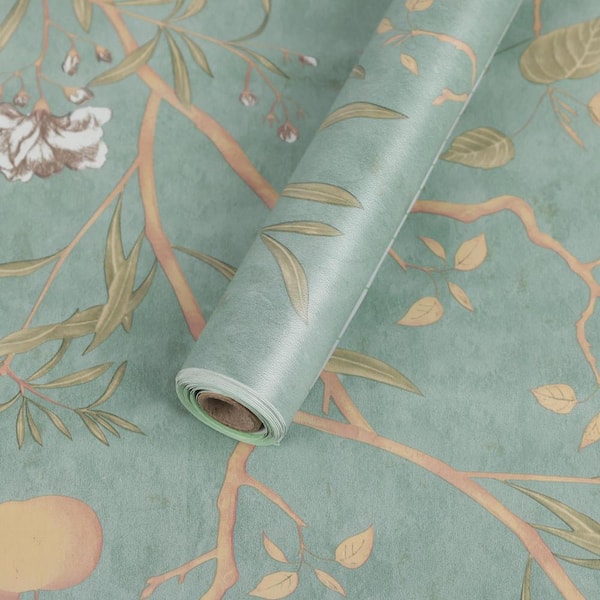 Jeedeson Blue Vinyl Peel and Stick Wallpaper Roll, Adhesive Removable Paper for Wall/Cabinet, 2-Rolls (Covers 28.74 sq. ft.)