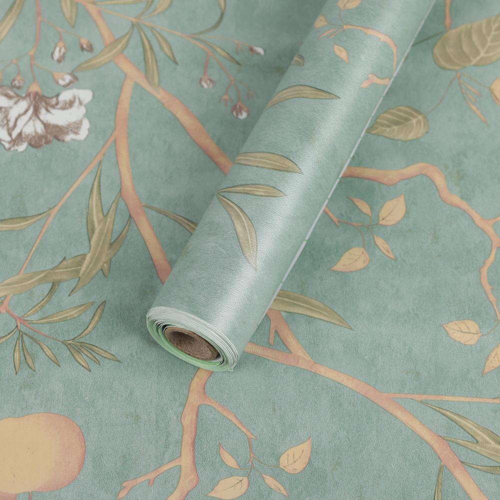 Blue Vinyl Peel and Stick Wallpaper Roll, Adhesive Removable Paper for