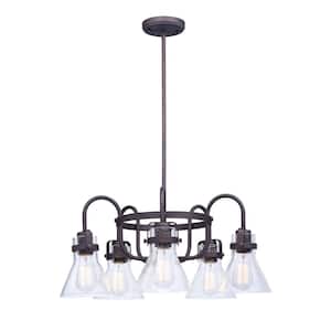 Seafarer 23.75 in. W 5-Light Oil Rubbed Bronze Chandelier with Seedy Shade